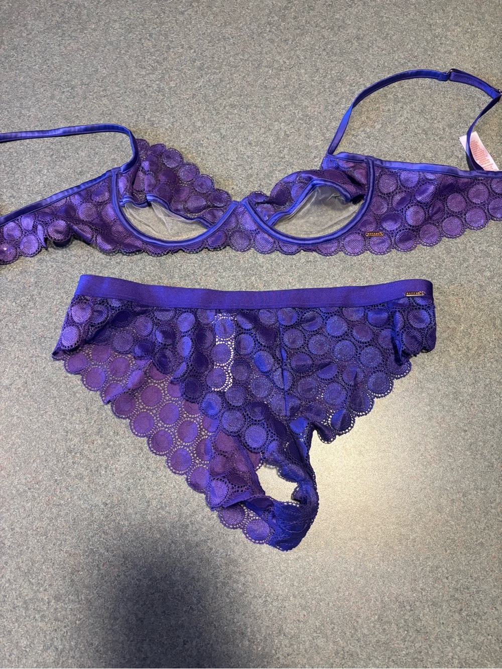 Savage X Fenty Sheer Lace Bikini Set in Purple